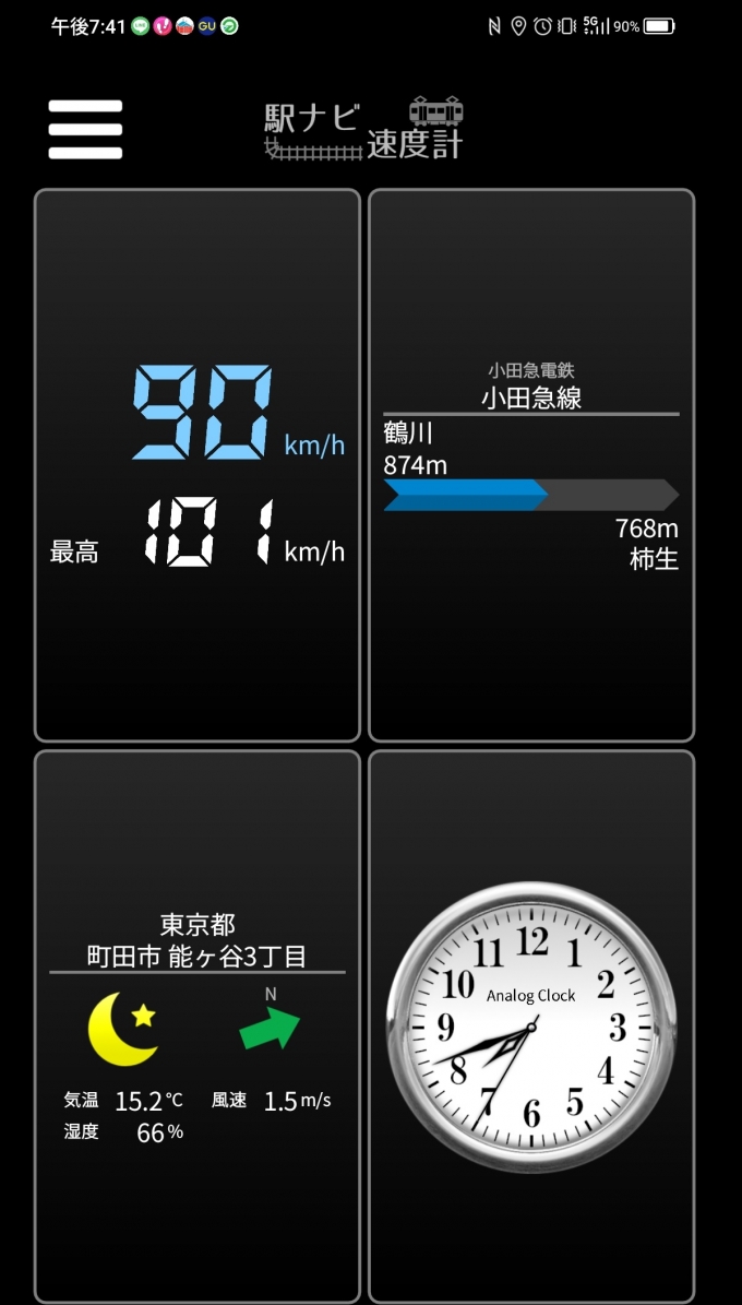 鉄道乗車記録の写真:旅の思い出(15)        「鶴川駅→柿生駅を時速90キロで走行中」