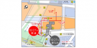 ニュース画像：通路変更の概要 - 「阪急、神戸阪急ビル東館建替工事で神戸三宮駅の通路を変更 10月27日から」