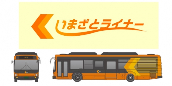 画像：「いまざとライナー」ロゴと車両デザイン - 「今里筋線延伸部BRT「いまざとライナー」、社会実験を4月1日開始」