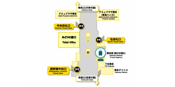 ニュース画像：設置箇所の詳細 - 「JR九州、博多駅で荷物預かりサービスの実証実験を実施」
