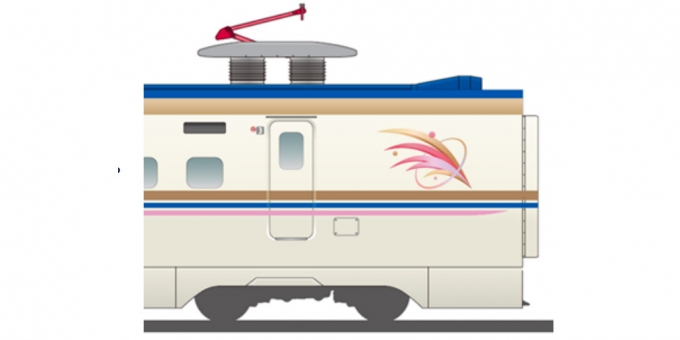 ニュース画像：塗色、シンボルマーク イメージ - 「上越新幹線、E7系が3月16日に運転開始 シンボルマークと帯入塗色も」