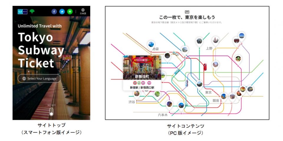 ニュース画像：サイトイメージ - 「Tokyo Subway Ticket専用サイト、都営・メトロが開設」