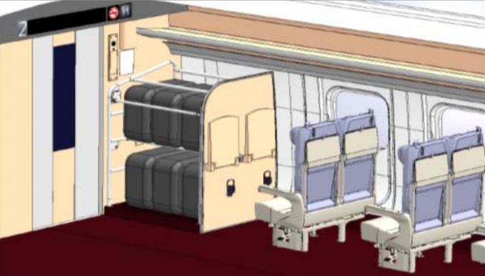 ニュース画像：設置予定の荷物置き場 イメージ - 「JR東日本、E5、E6系新幹線の車内に荷物置場を設置へ H5系も対象」