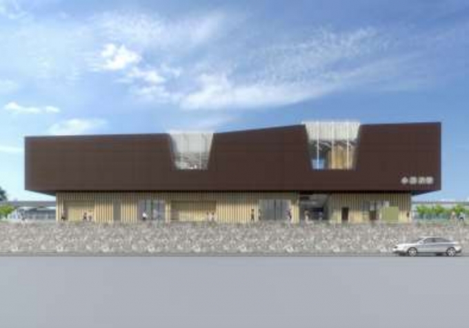 画像：小淵沢駅 新駅舎の完成イメージ - 「JR東、7月3日から小淵沢駅の新駅舎を使用開始 屋上に展望デッキも」