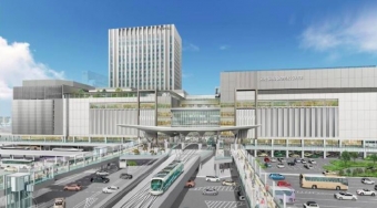 ニュース画像：広島駅ビル外観イメージ - 「路面電車は2階へ、JR西日本が広島駅の建替え計画を発表」