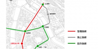 ニュース画像：経路変更の概要 - 「広島電鉄、 広島駅付近で経路変更へ 都心部循環ルートも整備」