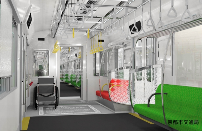 画像：案1「華やかで雅なカラーデザイン」 - 「外観は近未来、内装は雅なカラーに 京都地下鉄烏丸線の新車デザイン決定」