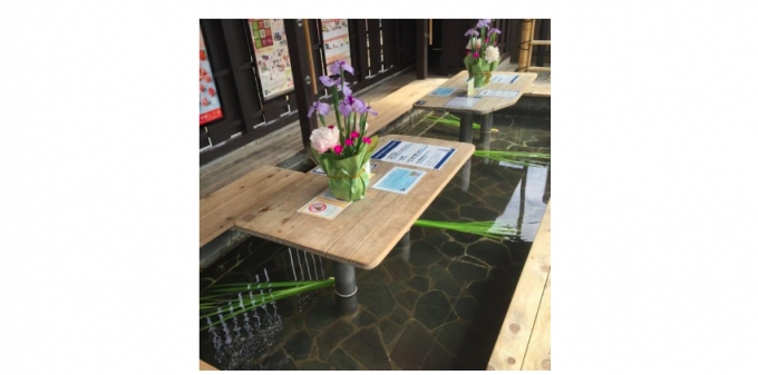 画像：足湯菖蒲湯イメージ - 「嵐電嵐山駅、5月5日に「駅の足湯」で菖蒲湯を実施」