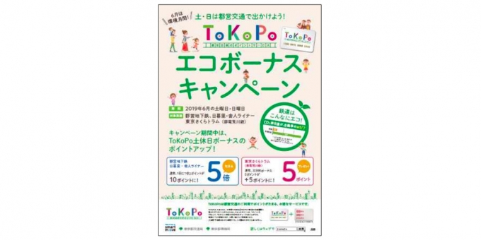 ニュース画像：「ToKoPo エコボーナスキャンペーン」告知 - 「東京都交通局、6月の週末に「ToKoPo エコボーナスキャンペーン」」
