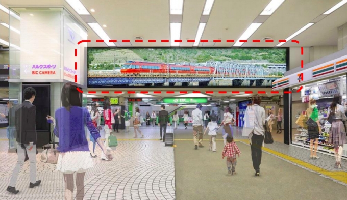 ニュース画像：新宿駅デジタルウォール イメージ - 「新宿駅、横幅10メートルの巨大デジタルサイネージを設置」