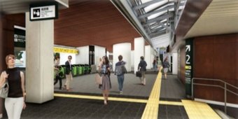 ニュース画像：改札内コンコース イメージ - 「千駄ヶ谷駅、10月27日から新駅舎に」