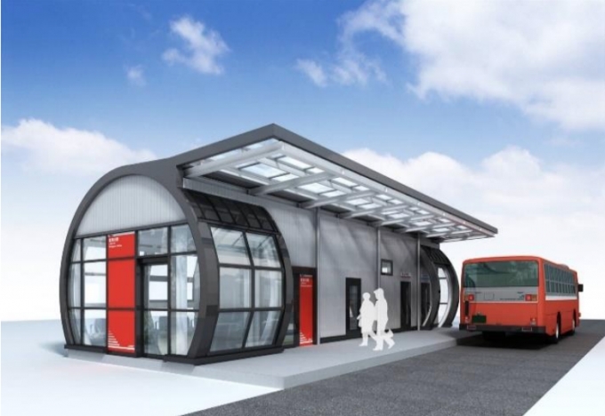 画像：南気仙沼駅イメージ - 「気仙沼線BRT「南気仙沼駅」の専用道上への移設に向けた駅舎工事を実施」