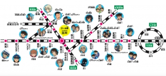 ニュース画像：スタンプ設置駅と各駅のキャラクター - 「JR東日本、映画公開を記念し「名探偵コナンスタンプラリー」を開催」