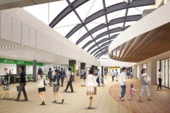 ニュース画像：東西通路完成イメージ - 「JR東、松戸駅の駅改良工事を実施 2027年春頃に完成」