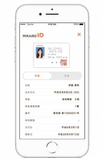 画像：ミライロIDの画面イメージ - 「京王電鉄、障がい者手帳アプリの呈示で割引制度を適用可能に」