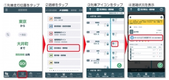 ニュース画像：混雑状況の画面イメージ - 「JR東、アプリのリアルタイム混雑情報提供サービス線区を大幅に拡大」