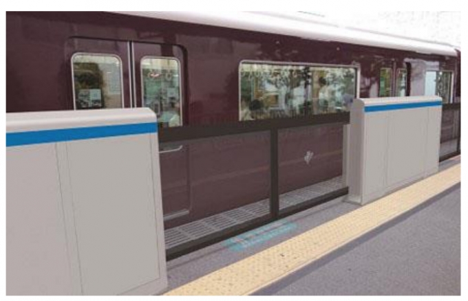 画像：可動式ホーム柵設置イメージ - 「阪急「神戸三宮駅」、可動式ホーム柵の設置工事を開始」
