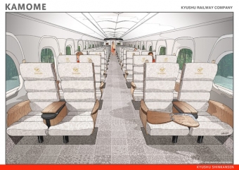 画像：指定席インテリア デザイン イメージ - 「武雄温泉〜長崎間の九州新幹線、名称は「かもめ」」