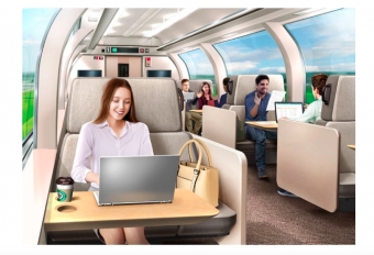 ニュース画像：新幹線ワークプレイスイメージ - 「JR東、KDDIと共同で新幹線リモートワーク実証実験へ」