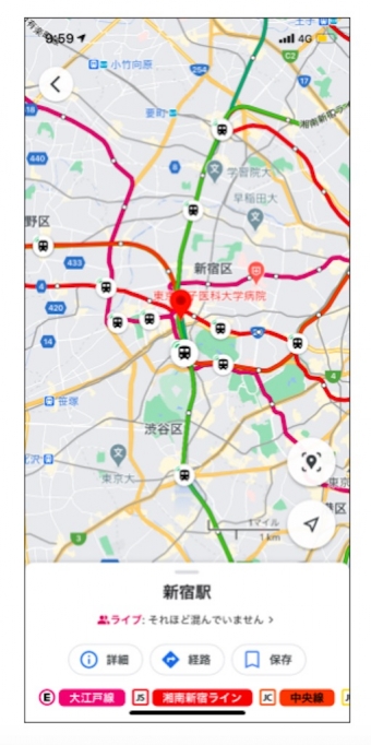 画像：「Googleマップ」上の首都圏鉄道のリアルタイム位置情報 - 「「Googleマップ」に首都圏鉄道のリアルタイム位置情報を掲載」