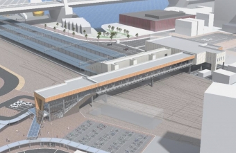 ニュース画像：東西自由通路の完成イメージ - 「青森駅新駅舎、3月27日供用開始 東西通り抜けも可能に」