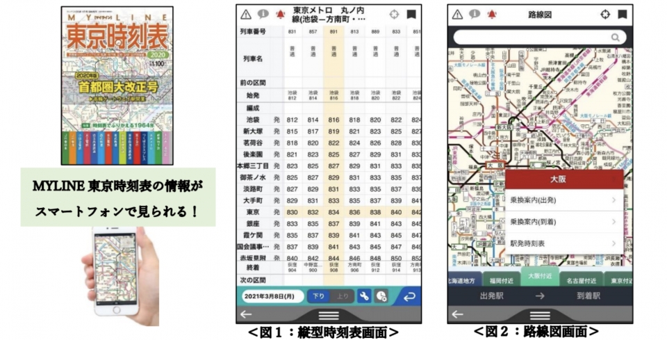 ニュース画像：「デジタル東京時刻表Lite」イメージ - 「スマホアプリ「デジタル東京時刻表Lite」、3月8日リリース」