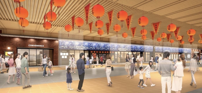 ニュース画像：高架下店舗外観イメージ - 「長崎駅高架下に50店舗、新商業エリア建設に着工」