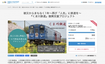 ニュース画像：クラウドファンディング募集ページ - 「くま川鉄道の復興支援クラファン、300万円達成」