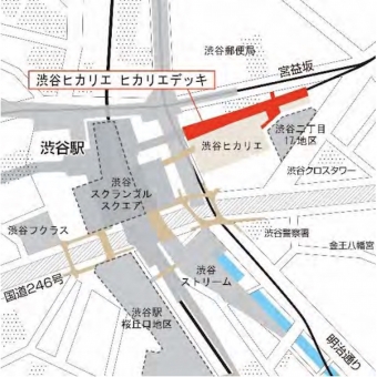ニュース画像：「渋谷ヒカリエ ヒカリエデッキ」位置図