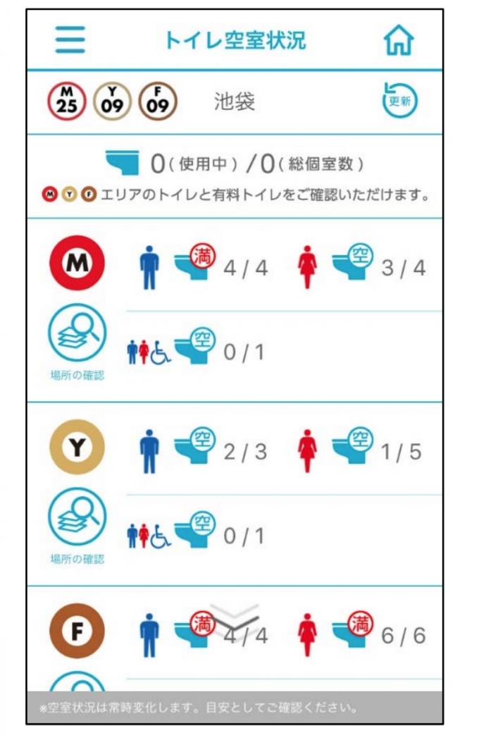 ニュース画像：トイレ空室状況提供サービス、イメージ - 「東京メトロ、池袋駅で「トイレ空室状況提供サービス」を実証実験 2月末まで」