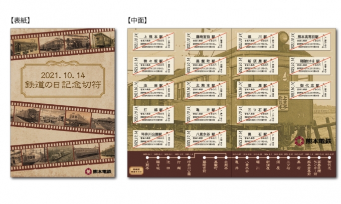 ニュース画像：記念きっぷのデザイン - 「熊本電鉄、「2021年鉄道の日記念切符」発売」