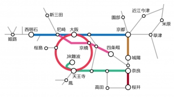 ニュース画像：終電以降に臨時列車を運転する区間(図中の色付太線区間)