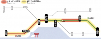 ニュース画像：JR西日本 中国エリア 運行情報 - 「山陽線・八本松～瀬野間で貨物が脱線、復旧見込み立たず 新幹線振替輸送も」