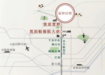 ニュース画像：北大阪急行線南北線延伸線 路線図
