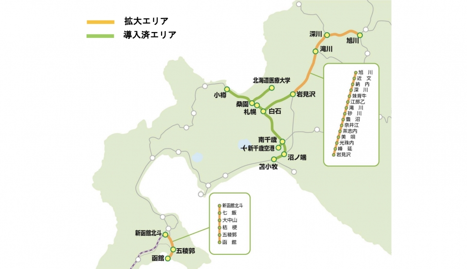 ニュース画像：Kitaca導入エリア - 「ICカードKitaca、函館・旭川に導入　2024年春から」
