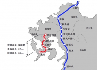 ニュース画像：西九州新幹線ルート