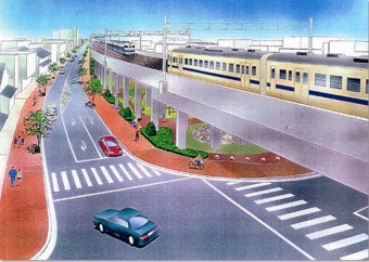ニュース画像：「広島市東部地区連続立体交差事業」完成予想図 イメージ