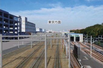 ニュース画像：線路が新たに設置されるエリアの完成イメージ図