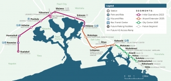 ニュース画像：ホノルルレールトランジット(ホノルル高架鉄道)路線図