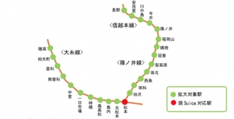 ニュース画像：新たに Suica が利用できる駅 - 「ようやく長野も「Suica」OKに！JR東日本、県内23駅の利用拡大へ 2025年春以降」