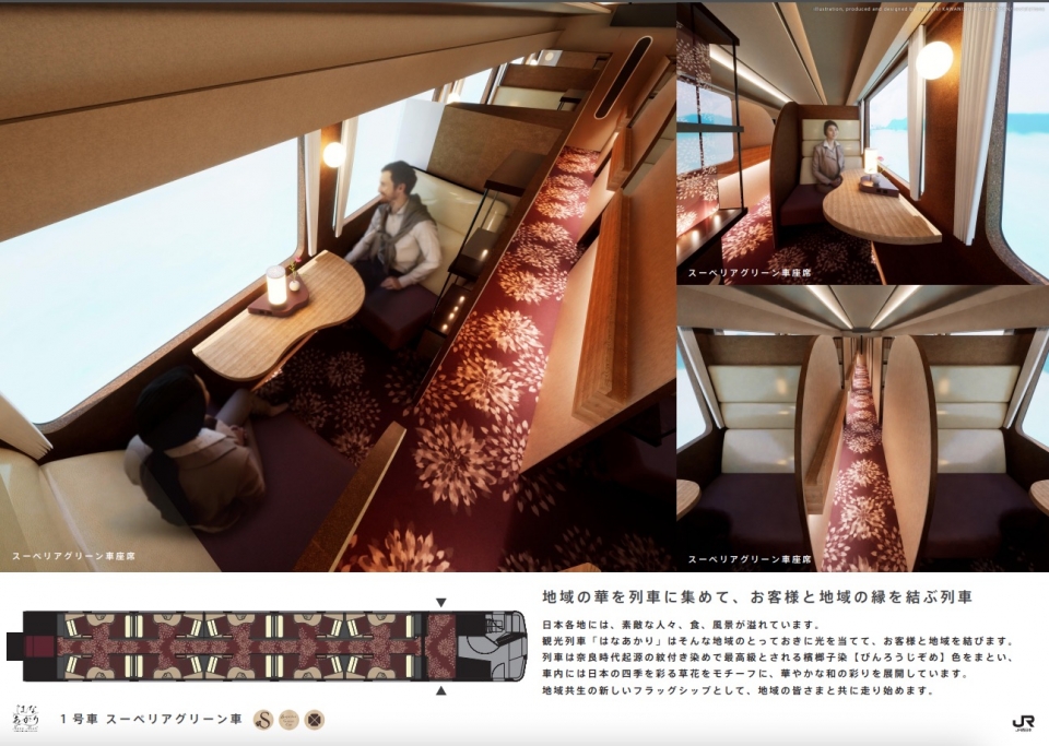 ニュース画像：1号車 イメージ - 「JR西日本キハ189系使用の新観光列車、「はなあかり」に決定！2024年10月デビュー」