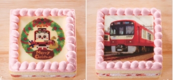ニュース画像：「けいきゅんクリスマスケーキ」(左)「京急電車プリントケーキ」(右)