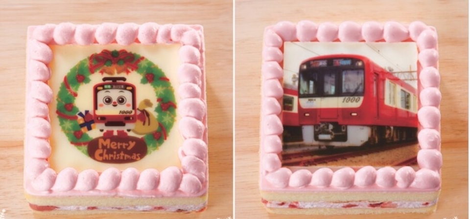 ニュース画像 2枚目：「けいきゅんクリスマスケーキ」(左)「京急電車プリントケーキ」(右)
