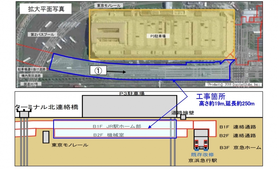 ニュース画像：拡大平面図 - 「「羽田空港アクセス線(仮称)」、ついに着工！まずはどこから？」