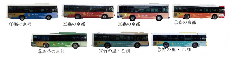 ニュース画像 3枚目：「海の京都」「森の京都」「お茶の京都」「竹の里・乙訓」ラッピングバス