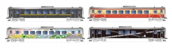 ニュース画像：導入される4両のラッピングデザイン - 「JR北海道「H100形」ラッピング車両、新たに4両導入！旧国鉄標準色も」