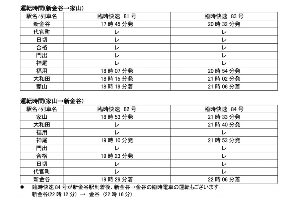 ニュース画像：SL「臨時快速」運転時刻 - 「大井川鐵道、史上初！SLが1日限定で臨時快速運転 2月24日 途中駅止まります」