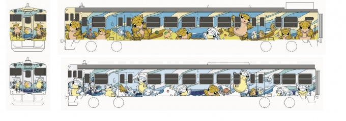 ニュース画像：ラッピングデザイン - 「2度サンド乗車して！山陰本線・因美線、ポケモン「とっとりサンド列車」3月10日運行開始」