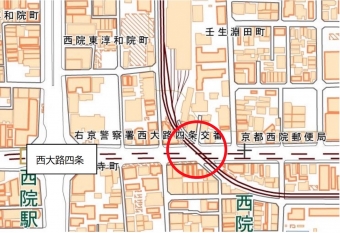 ニュース画像：整備か所 位置図 ※整備箇所は赤丸で囲んだ部分(地図の出典：国土地理院ウェブサイト)
