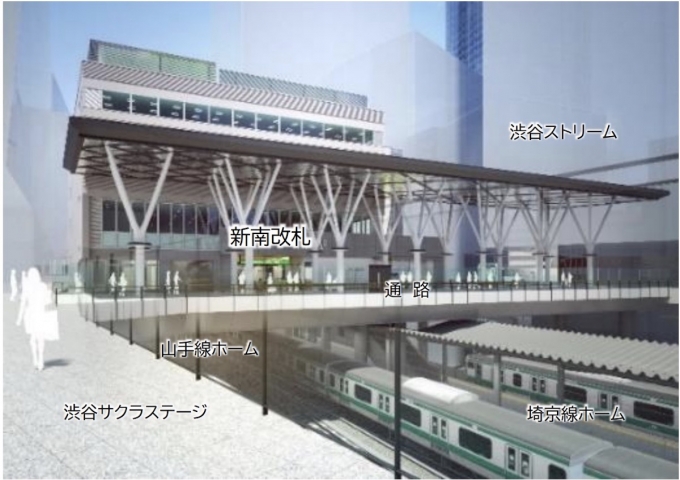 ニュース画像：渋谷駅 新駅舎 全面開業後のイメージ - 「JR渋谷駅、新南改札を新駅舎へ移転！山手・埼京線便利に 7月21日から」